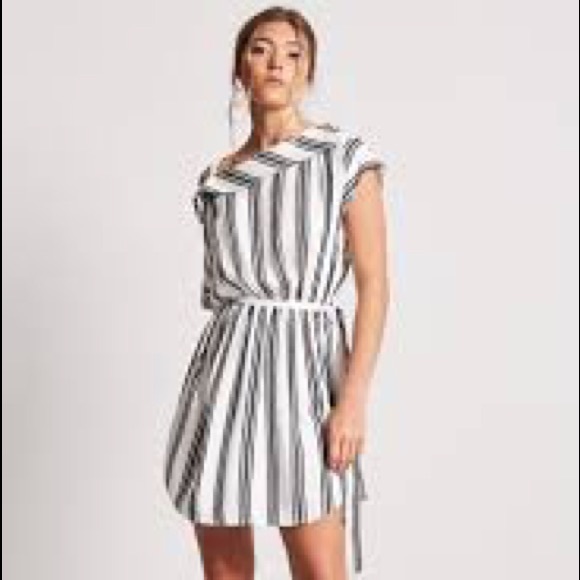 Esmée Curve tie strap shirred maxi beach dress in brown & white stripe